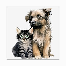 Dog And Cat Canvas Print