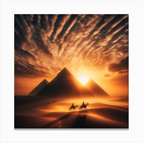 Giza Pyramids At Sunset Canvas Print