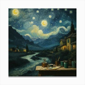 Starry Night painting Canvas Print