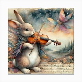 A bunny playing the violin Canvas Print