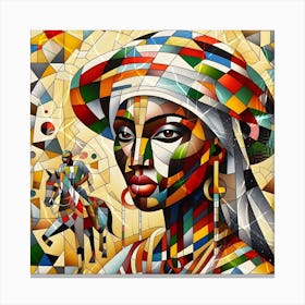 African Woman On Horseback Canvas Print