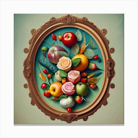 Fruit And Vegetables In A Frame Canvas Print