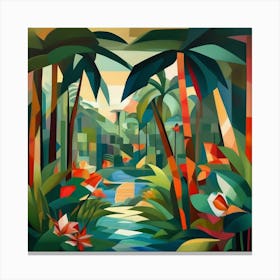 Cubism Art, Tropical Landscape Canvas Print