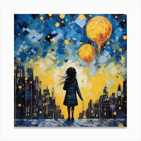 Girl With Balloons Canvas Print