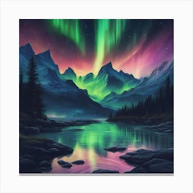 A Breathtaking View Of The Northern Lights Dancing Across A Starry Night Sky 1 Canvas Print