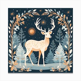 Winter Deer In The Forest Canvas Print