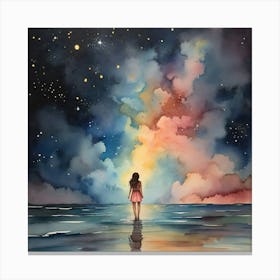 Girl In The Night Sky Canvas Print