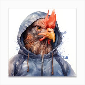 Watercolour Cartoon Chicken In A Hoodie 2 Canvas Print