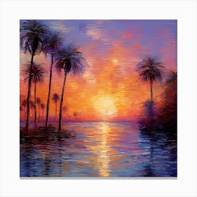 Sunset Palm Trees 1 Canvas Print