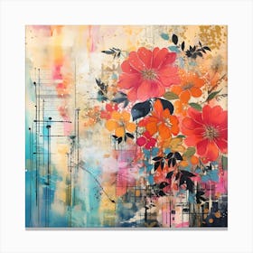 Vintage Bright Flowers 2 Canvas Print