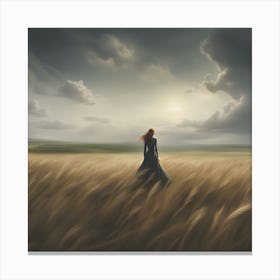 Girl In A Wheat Field Canvas Print