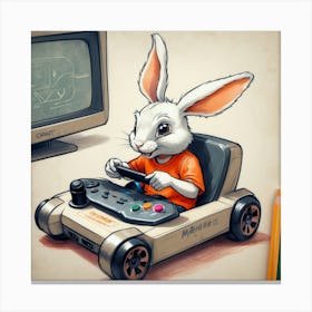 Rabbit In A Car 5 Canvas Print