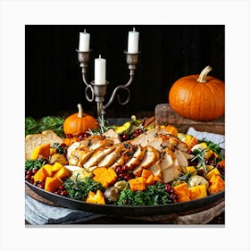 Gourmet Salad On An Elegant Candelabra Styled Tray Centerpiece Of Organic Mixed Greens Roasted Veg (1) Lienzo