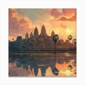 Sunset At Angkor Canvas Print