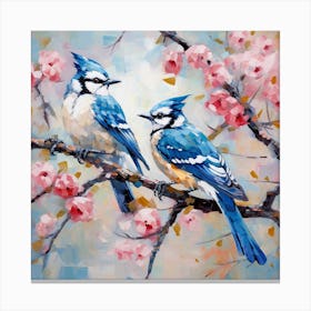 Blue Jays Perched In a Tree Canvas Print
