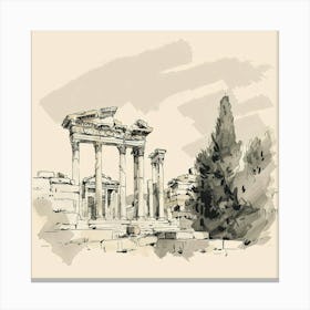 Sketch Of A Temple Canvas Print