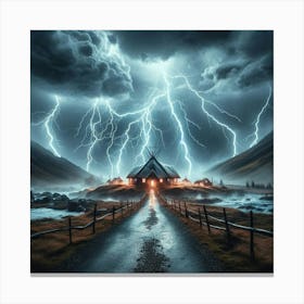 Lightning Storm Over A House Canvas Print