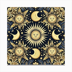 Sun And Moon Pattern Canvas Print