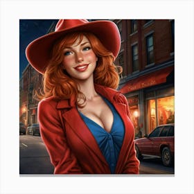 Woman In A Red Coat 1 Canvas Print