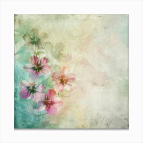 Grunge Background With Flowers 1 Canvas Print