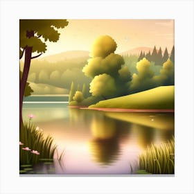 Landscape With A Lake 1 Canvas Print