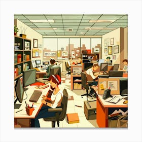 Illustration Of An Office Canvas Print