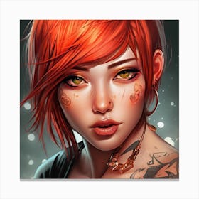 Red Haired Girl With Tattoos Canvas Print