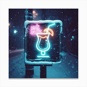 Neon Sign In The Snow Canvas Print
