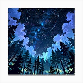 Leonardo Anime Xl A Dreamy Nighttime Forest Scene With A Deep 2 (1) Canvas Print