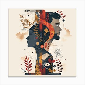 Portrait Of Man And Woman Canvas Print