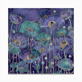 Poppies In The Night Sky Canvas Print