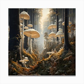 Mushrooms In The Forest Canvas Print