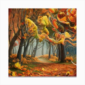 A Vivid Psychedelic Illustration Of An Autumn Fore Il07txhfq9cj6yf31 C0pw O3o23mestc2s9vwx8ahxww Canvas Print