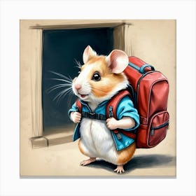 Hamster With Backpack 15 Canvas Print