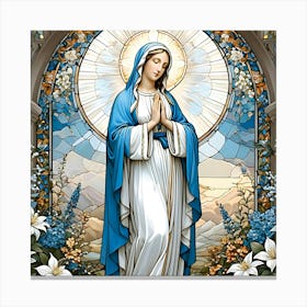 Stained Glass Virgin Mary Praying #5 Canvas Print