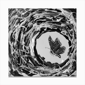 Butterfly 04 / Black & White / 30x30cm Canvas Print