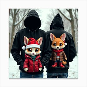 Christmas Foxes 1 Canvas Print