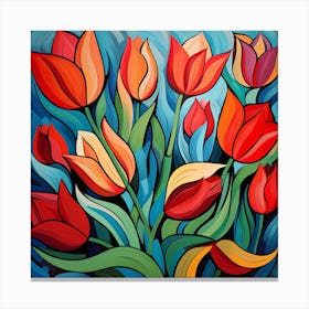 Abstract Tulips Painting Canvas Print