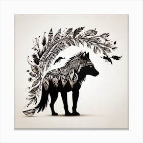 Wolf With Feathers Canvas Print