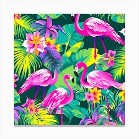 Tropical Flamingos Canvas Print