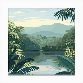 Tropical Jungle Landscape Canvas Print