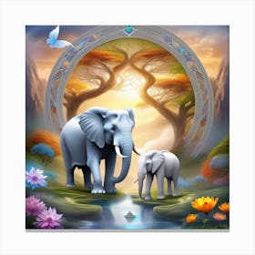 Elephants In The Forest Canvas Print