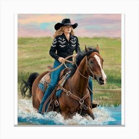 Cowgirl Riding Horse 2 Canvas Print