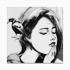 Girl With Birds Canvas Print