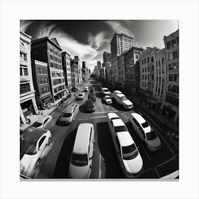 Black And White Street Scene Canvas Print