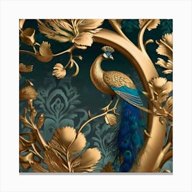 Gold Peacock 1 Canvas Print