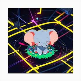 Neon Elephant Canvas Print