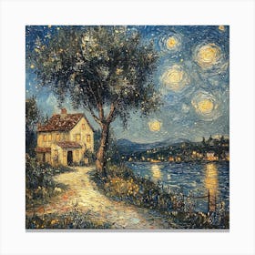 Starry Night Over Venice Van Gogh Inspired Canvas Print