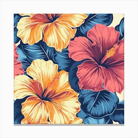 Hibiscus Seamless Pattern 12 Canvas Print