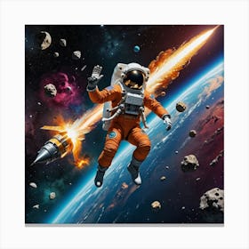 In the Realm of Asteroids: An Astronaut’s Journey Canvas Print